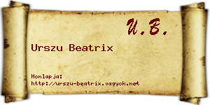 Urszu Beatrix névjegykártya